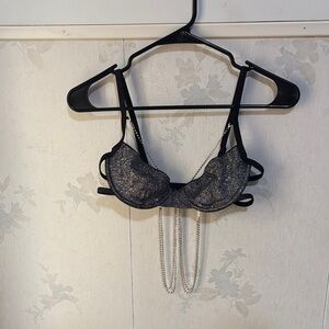 Roma Glittering Black Chain Bra and panty